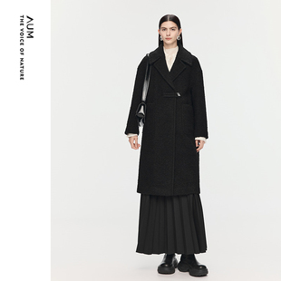 【天猫臻选】AUM噢姆2025年冬季新款羊毛圈圈纱中长款大衣外套女
