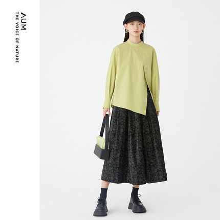 【会员价714元】AUM噢姆秋季中式小立领设计感后背扣衬衫休闲上衣