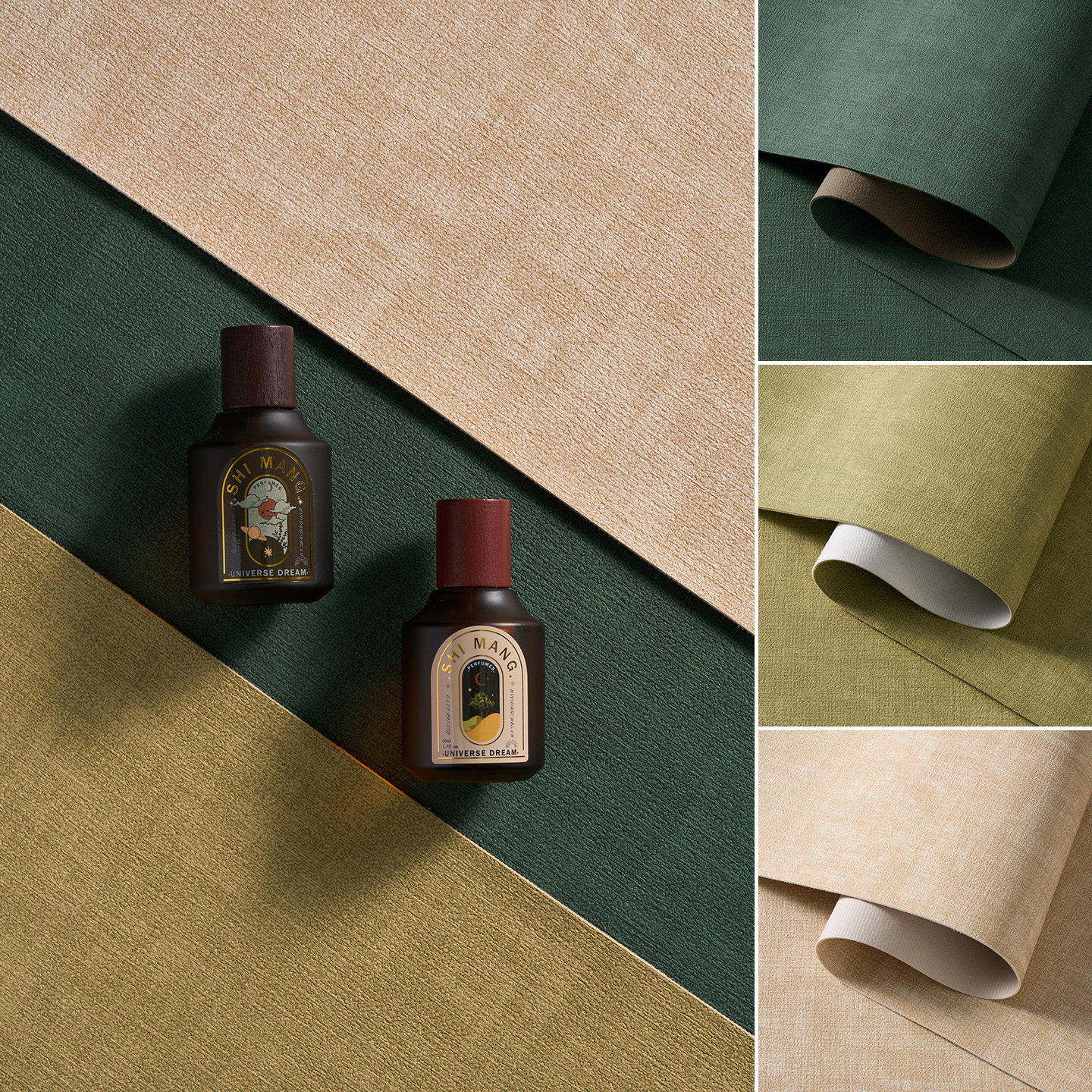 新中式皮革摄影双色背景