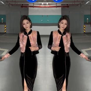 新中式国风套装女2025年春秋新款显瘦盘扣马甲+改良旗袍裙两件套