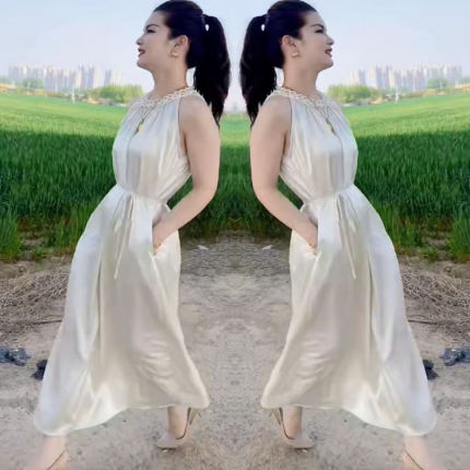 高级感时尚连衣裙女2025夏季新款气质显瘦无袖背心裙中长款裙子潮
