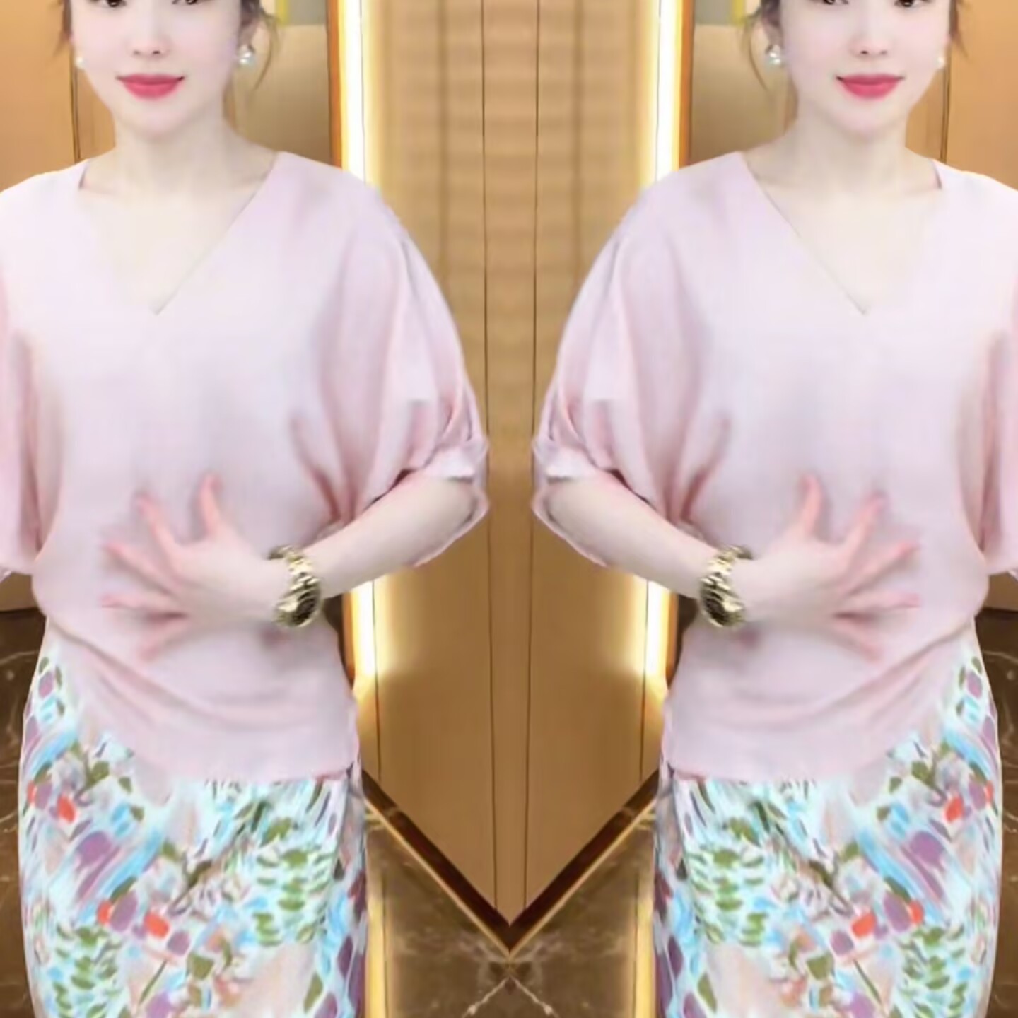 网红爆款时尚套装女2025夏季新款气质V领短袖上衣高腰半身裙