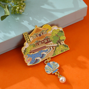 青岛栈桥回澜阁中国城市文创金属磁吸冰箱贴磁贴定制纪念品礼品