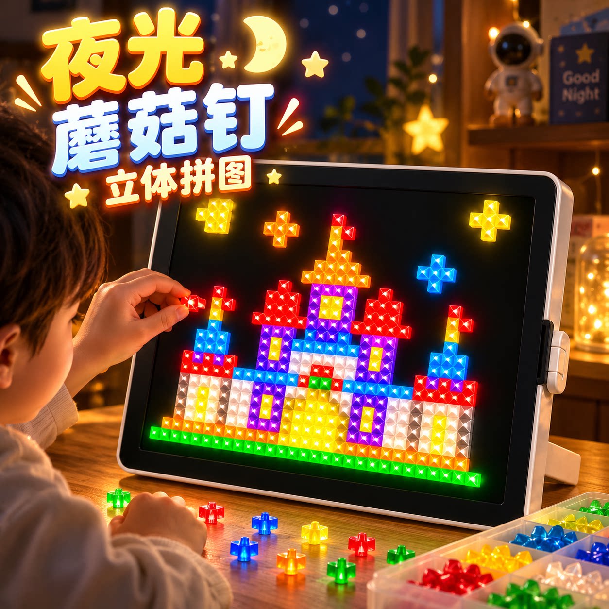 蘑菇钉拼图益智立体3d蘑菇钉
