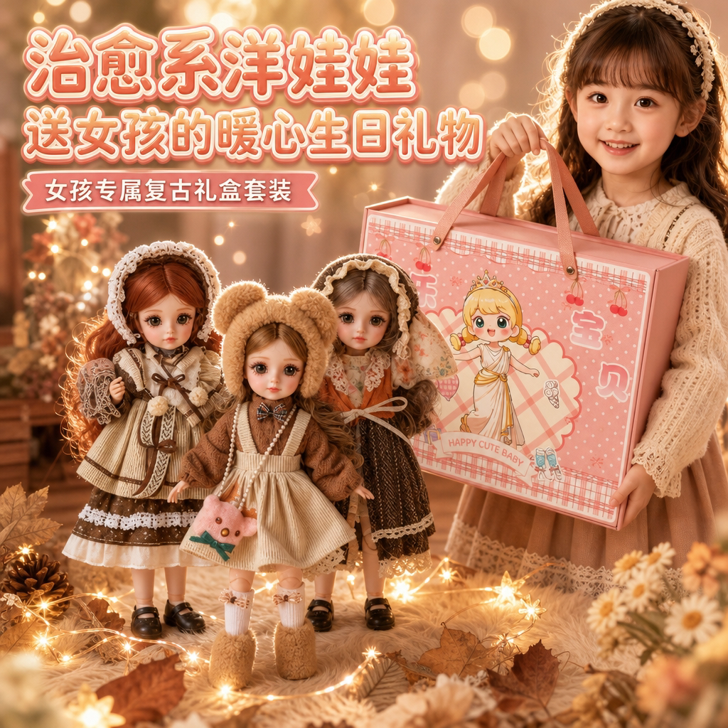 女孩生日礼物芭娃娃套装大礼盒