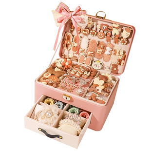 儿童圣诞节发饰礼盒女孩发卡头饰套装公主发夹皮筋女生首饰盒女童