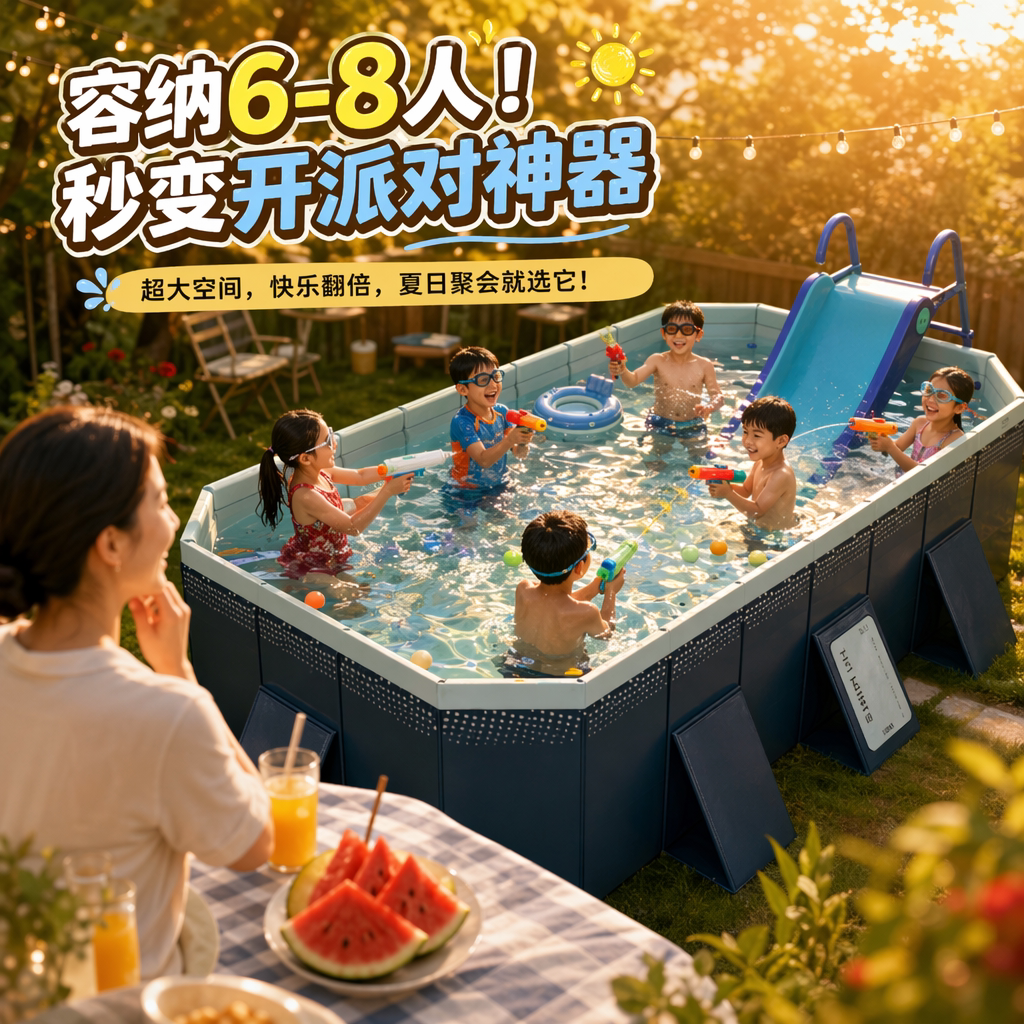 免充气儿童家用游泳池大型包滑梯