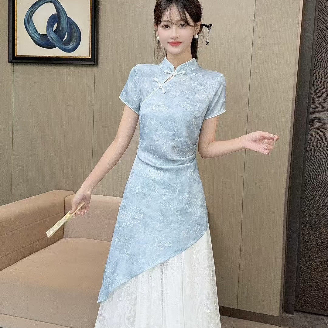 2026夏季新款新中式国风改良旗袍连衣裙女修身显瘦连衣裙两件套