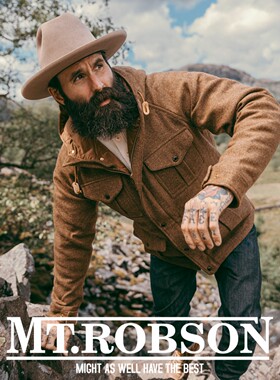 MT.Robson羊毛粗花呢羽绒服 重磅白鸭绒美式复古连帽户外夹克猎装