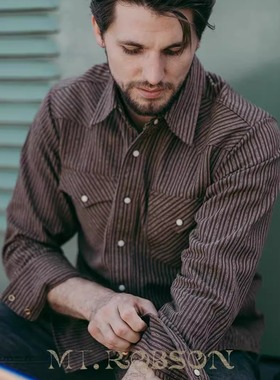 MT.Robson【复古机织10.9盎司】重磅厚实提花长袖男士工装衬衫