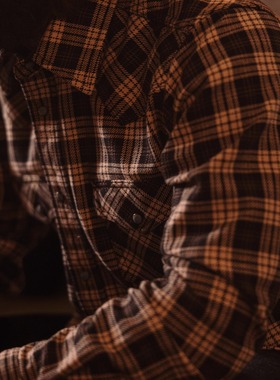 MT.Robson重磅410g 美式复古阿美咔叽西部长袖格子工装衬衫