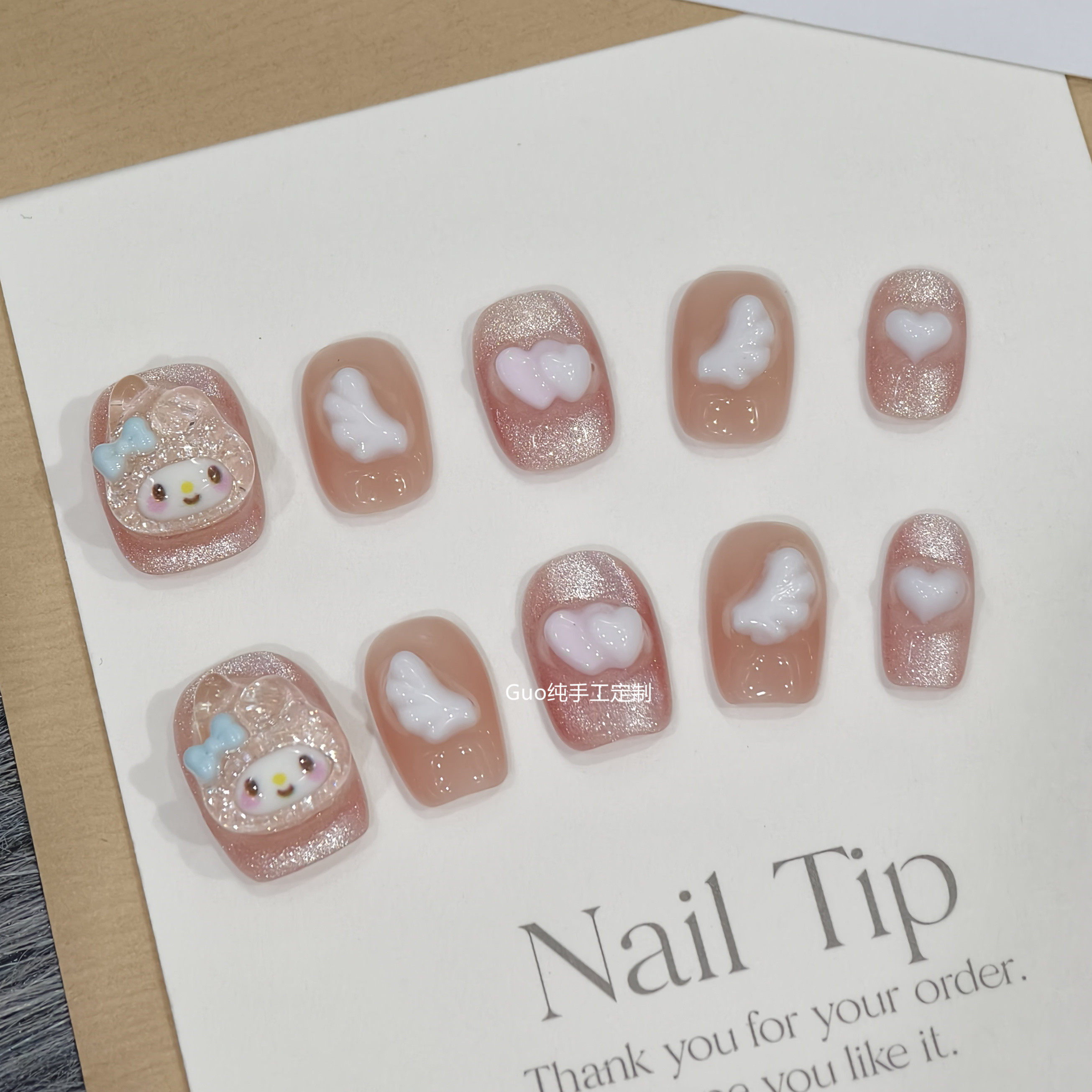 Guo穿戴甲甜心萌兔甜美可爱风纯手工显白温柔粉色猫眼美甲,彩妆/香水/美妆工具,穿戴甲/甲片,淘宝优惠券,粉丝福利购,淘宝优惠卷