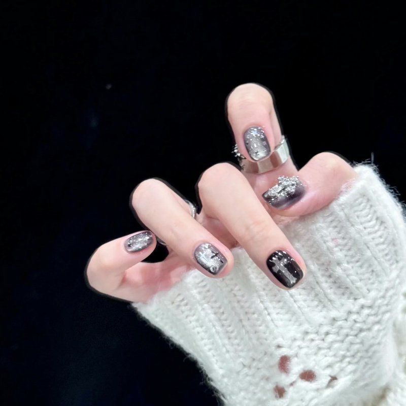 【银灰十字】哥特风冷光星芒十字架穿戴甲银雾金属闪粉穿戴甲贴片,彩妆/香水/美妆工具,穿戴甲/甲片,淘宝优惠券,粉丝福利购,淘宝优惠卷