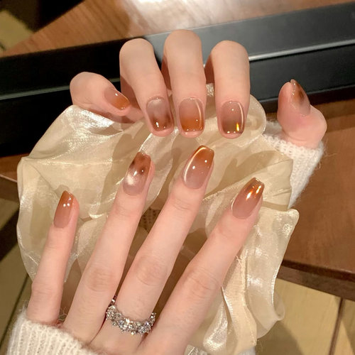 暖棕流光琥珀美甲5250