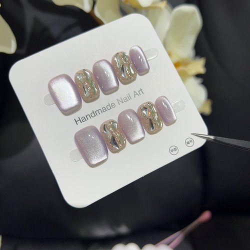 紫晶猫眼夏日新款光疗美甲