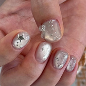 星心银kitty 精致梦幻闪钻少女心爆棚猫眼蝴蝶结手工穿戴美甲