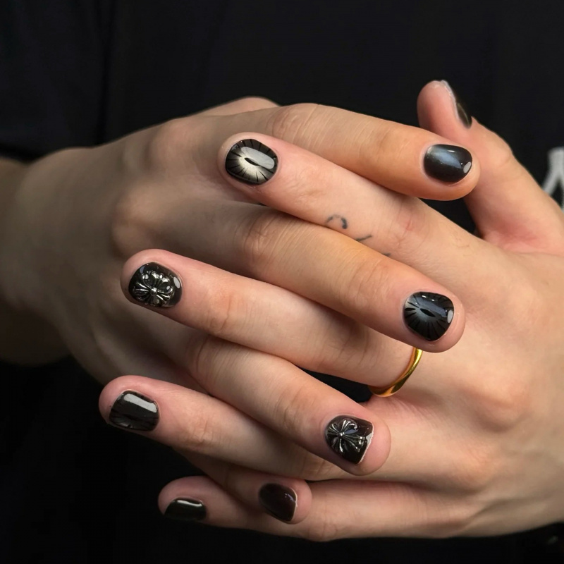 暗夜十字哥特风美甲62