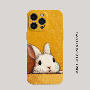 适用iPhone17Promax保护套简笔画兔子16promax手机壳15pro个性 14plus女生12磨砂11高级16plus苹果13pro小米17