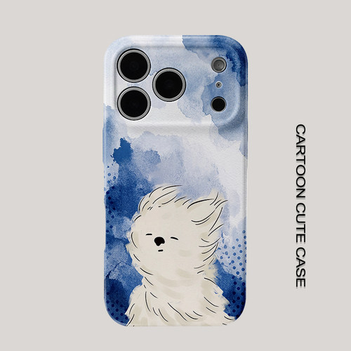 适用于iPhone17pro手机壳菲林油画涂鸦小狗全包保护套华为mate80promax苹果15/16/13磨砂软壳小米15pro华为11