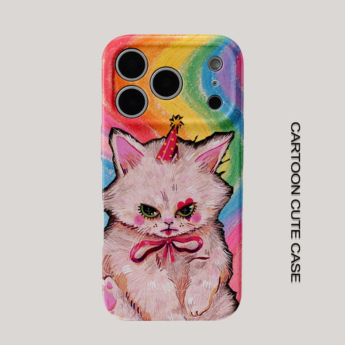 适用于iPhone17pro手机壳菲林彩色油画猫咪全包保护套华为mate80promax苹果15/16/13磨砂软壳小米15pro华为11