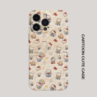 适用iPhone17Promax保护套Kitty猫菲林16promax手机壳15pro个性14plus女生12磨砂11高级16plus苹果13pro小米8