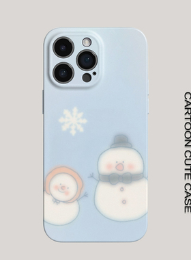 卡通雪人苹果iPhone17手机壳菲林硬壳全包可爱蓝色保护套适用苹果16/15/14/13Promax女生华为Mate80Pro小米17
