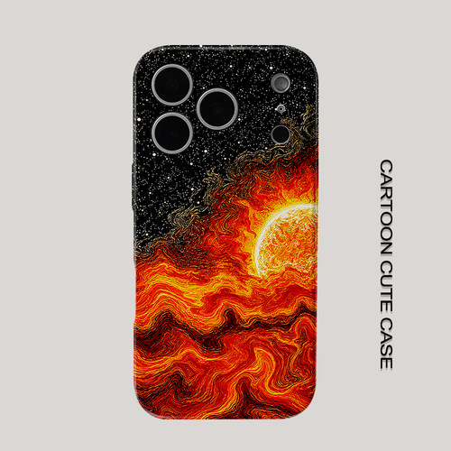 适用于iPhone18pro梵高风格星空红日手机壳艺术漩涡波浪油画感华为mate80promax苹果17/15/13磨砂软壳16pro