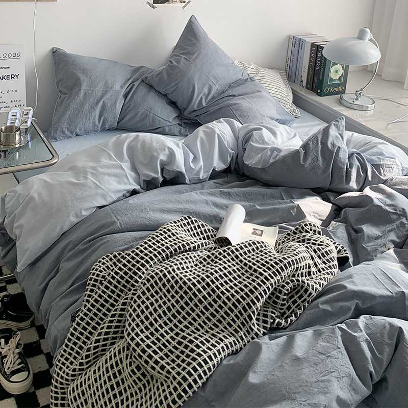 ins床上用品四件套水洗棉床单被套被罩床笠款学生宿舍4三件套