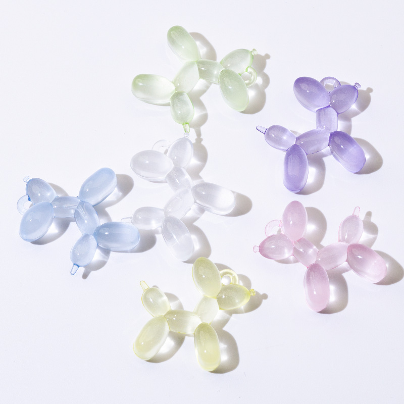 10个卡通气球狗挂件镀彩吊坠手机链钥匙扣立体装饰材料DIY饰品配