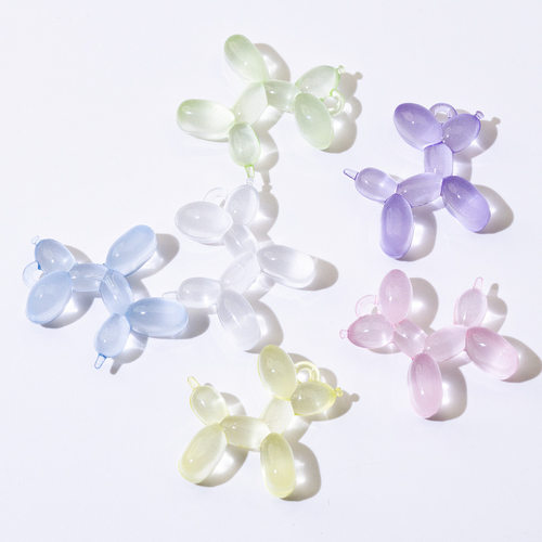 10个卡通气球狗挂件镀彩吊坠手机链钥匙扣立体装饰材料DIY饰品配