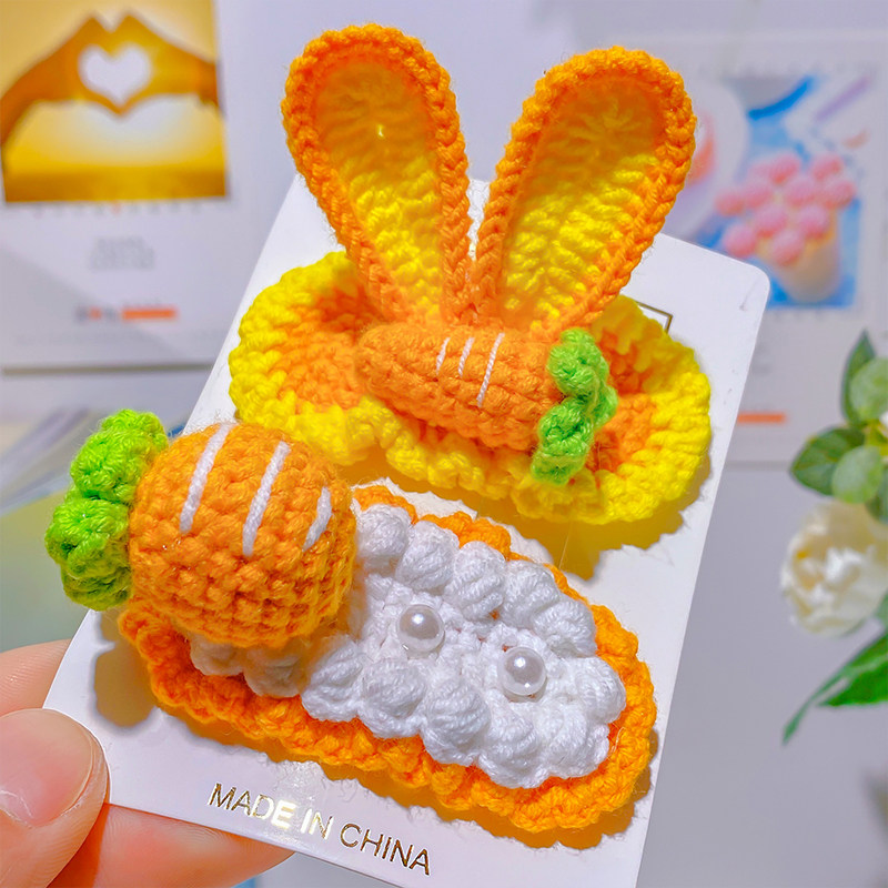 纯手工胡萝卜兔耳朵针织发卡可爱网红少女发夹刘海夹头饰兔耳朵发,饰品/流行首饰/时尚饰品新,发饰,淘宝优惠券,粉丝福利购,淘宝优惠卷