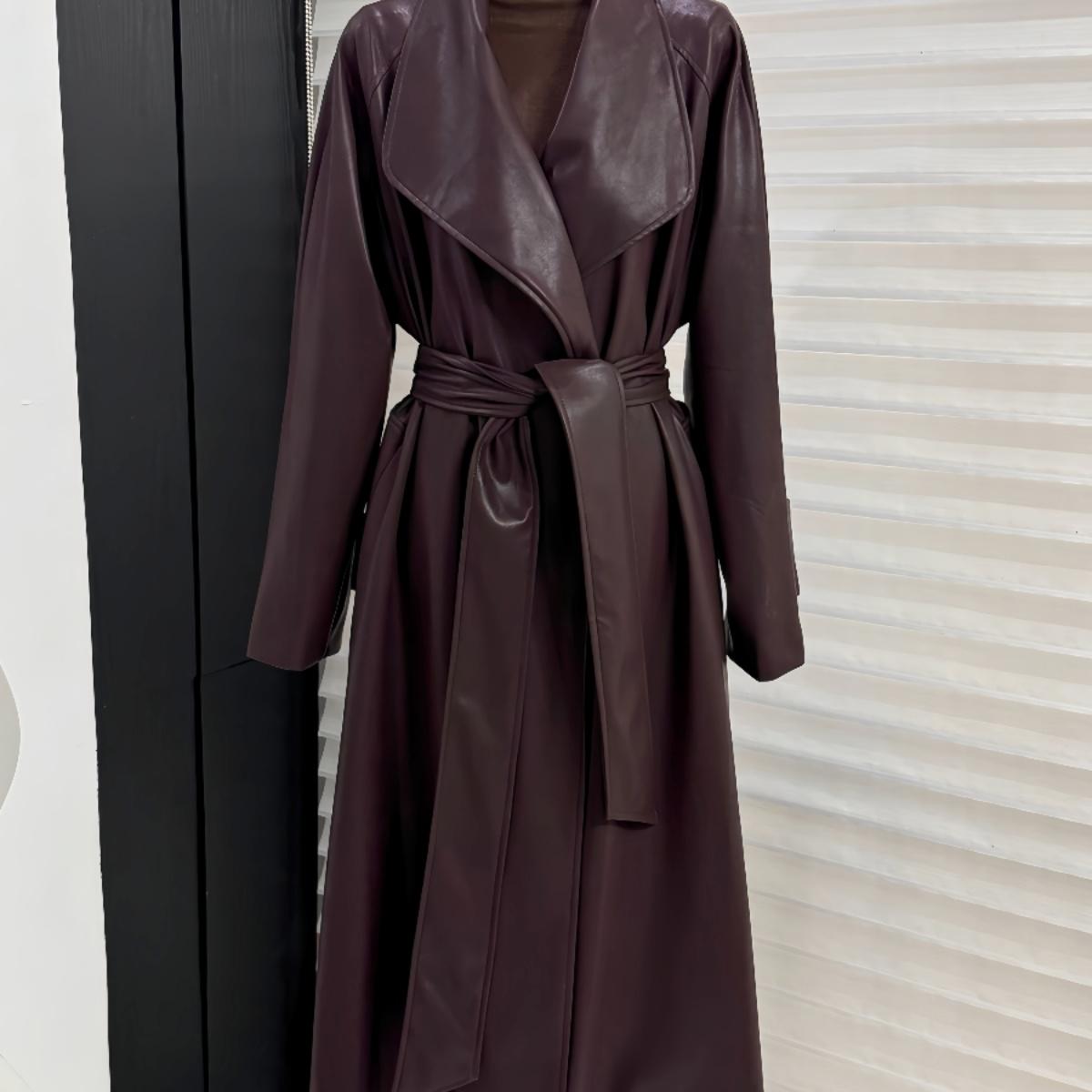 【送运费险】过膝长款皮衣外套女