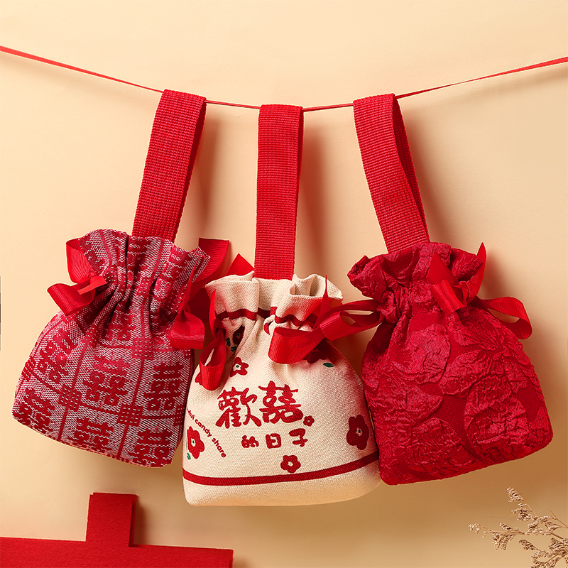 喜糖袋结婚喜糖盒婚礼专用高级感伴手礼袋子礼盒糖果布袋2024新款