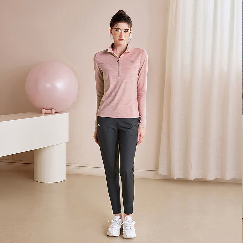 安德玛官方运动套装女正品秋季长袖T恤健身针织长裤两件套