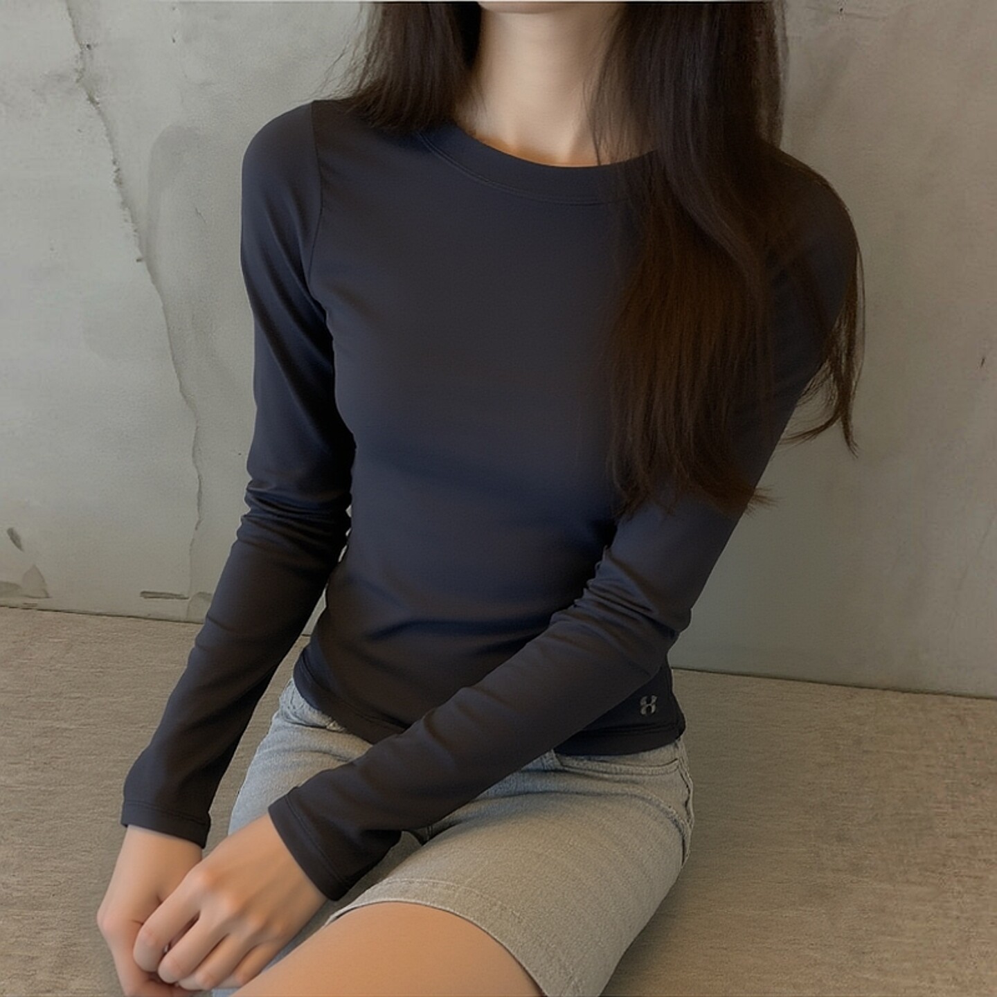 安德玛长袖T恤女官方正品运动服休闲上衣运动服黑色瑜伽服打底衫