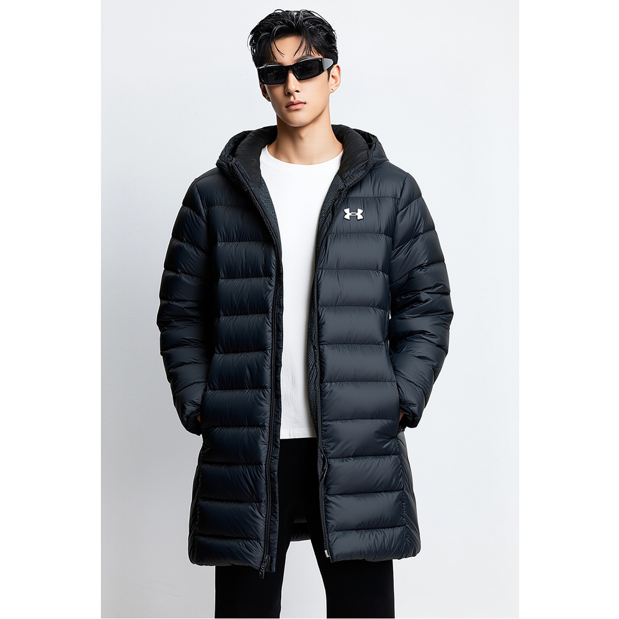 UA安德玛羽绒服男官方正品秋冬轻薄夹克运动服中长款排骨鸭绒外套