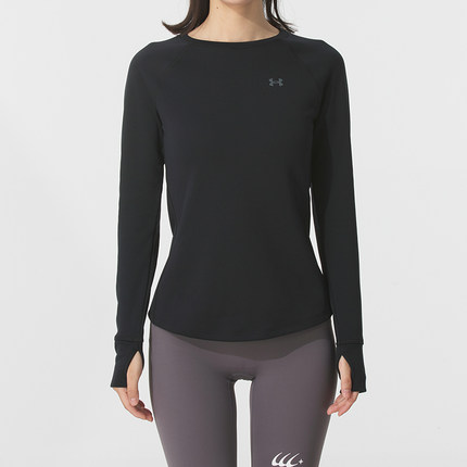 安德玛女装 Base 4.0 Crew长袖T恤修身圆领加绒运动服舒适内搭