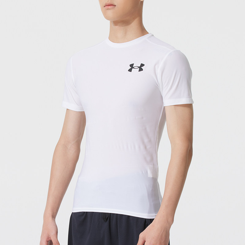 安德玛UA半截袖男装训练运动服跑步健身紧身弹性短袖T恤衫1387560