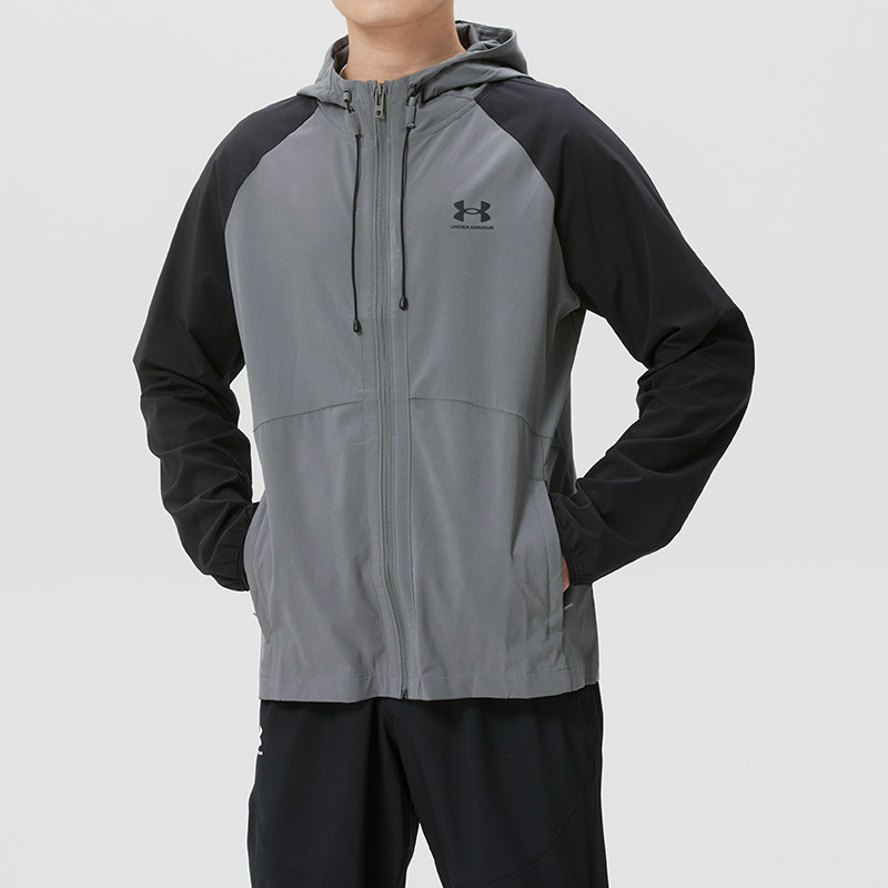 安德玛男子新款UA外套休闲快干上衣户外跑步训练透气运动服夹克