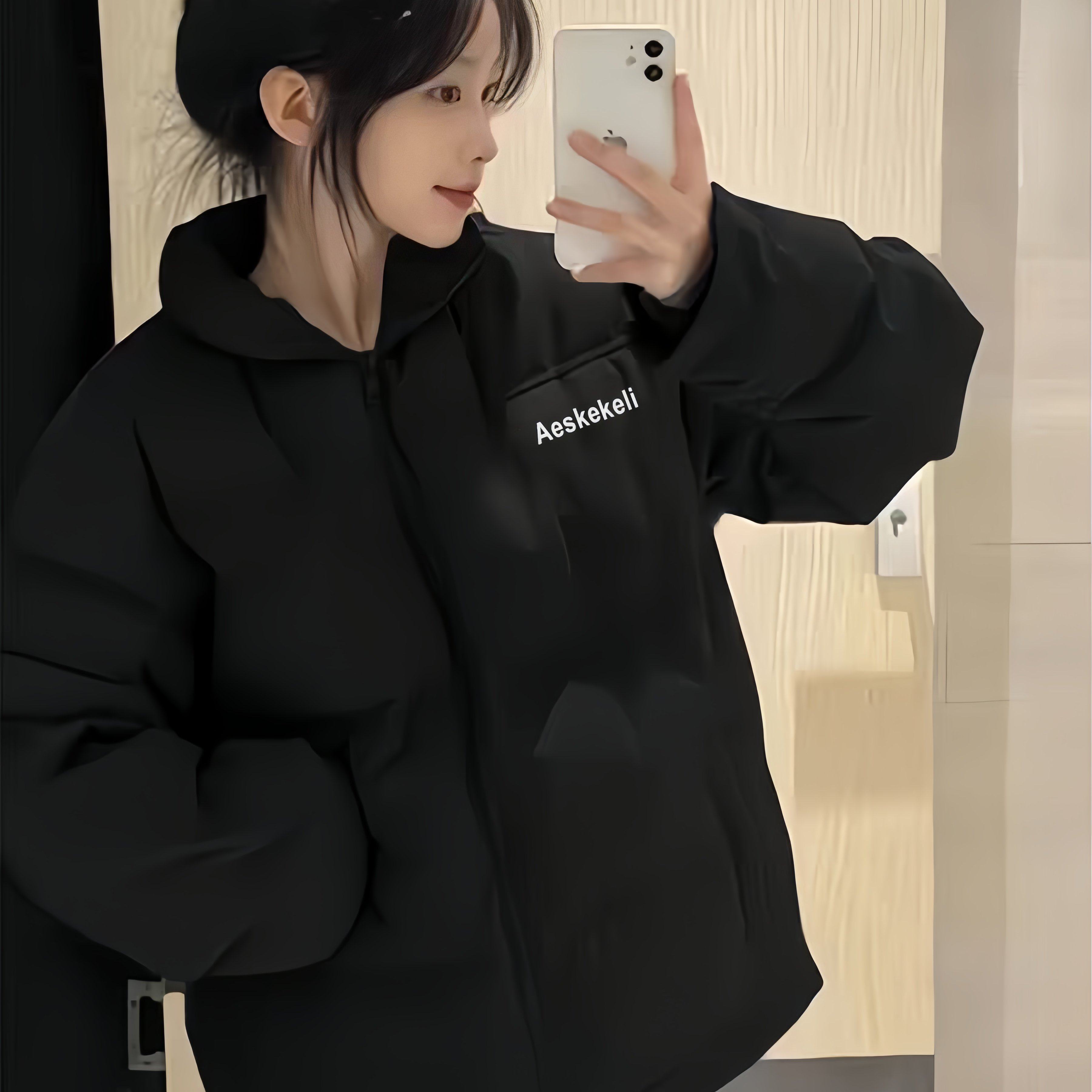 冬季黑色立领羽绒棉服女大童2026新爆款初中高中学生宽松外套棉袄