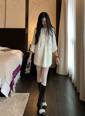 Boamarket 珍珠连衣裙女复古名媛高级感2025新款气质设计感裙子