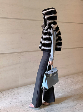 Boamarket 龙猫大帽子皮草马甲2024年冬季新款时尚高端女皮草外套