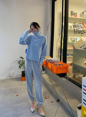 Boamarket 字母烫钻天鹅绒灰色卫裤女 百搭直筒束脚运动裤休闲裤