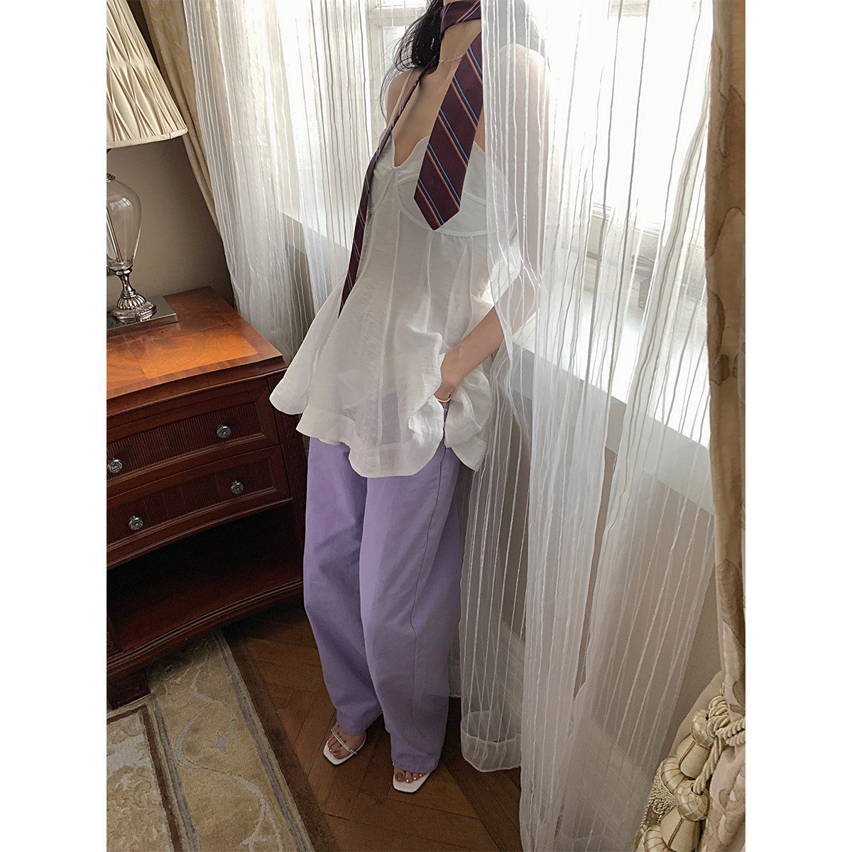 Boamarket 低腰宽松直筒牛仔裤女夏季新款水洗时髦设计感休闲长裤