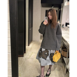 裙子 休闲A字百褶中长款 Boamarket 2色花朵半身裙女秋冬2025新款