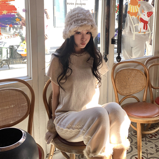 女阔腿垂感宽松针织长裤 Boamarket 100%澳洲纯美丽诺羊毛休闲裤