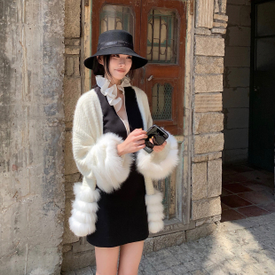 Boamarket 狐狸毛闪闪毛衣开衫外套女秋冬新款毛毛上衣 售完无补