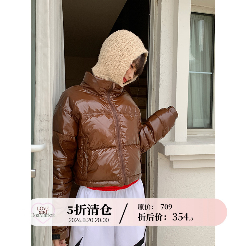90白鸭绒短款立领羽绒服