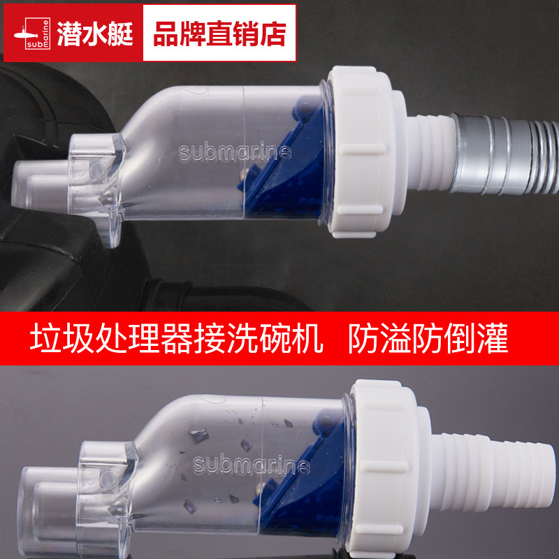 潜水艇洗碗机接垃圾处理器单向止回阀止逆阀防倒灌接口通用配件