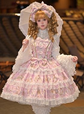 【烛台华章】韩菇凉~原创设计Lolita洋装花墙doll感jsk吊带连衣裙